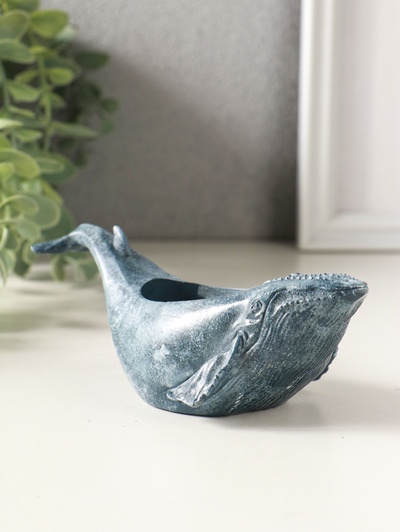 Подставка для мелочей «Кит», 6×14×5 см, гипс, серо-голубой