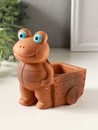 Подставка для мелочей «Черепаха с тележкой», 12×10×8 см, гипс, охра - фото 65465134