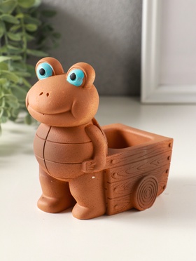 Подставка для мелочей «Черепаха с тележкой», 12×10×8 см, гипс, охра