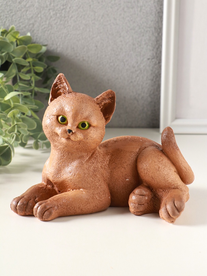 Фигурка гипс «Кошка лежит», 13×17×12 см, рыжий