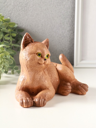 Фигурка гипс «Кошка лежит», 13×17×12 см, рыжий