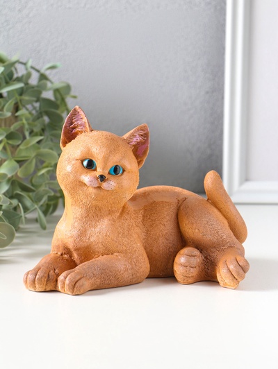 Фигурка гипс «Кошка лежит», 13×17×12 см, рыжий