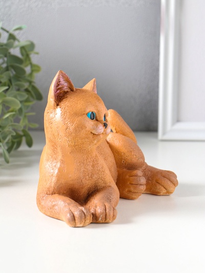 Фигурка гипс «Кошка лежит», 13×17×12 см, рыжий