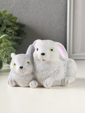 Подставка для мелочей «Кролики» 8×13×10 см, серый, гипс