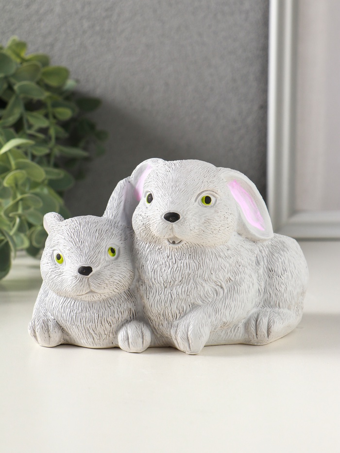 Подставка для мелочей «Кролики» 8×13×10 см, серый, гипс