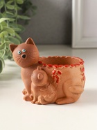 Подставка для мелочей «Кошка с котенком» 8×9×6 см, охра, гипс - фото 65465172