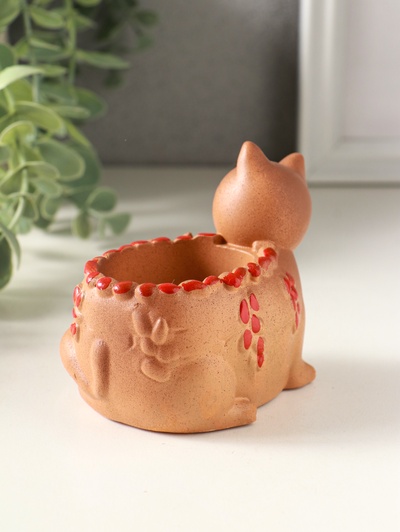 Подставка для мелочей «Кошка с котенком» 8×9×6 см, охра, гипс