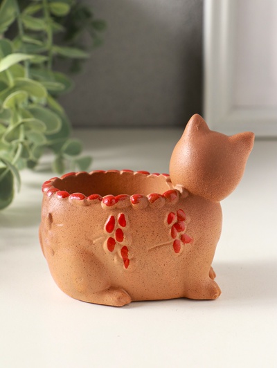 Подставка для мелочей «Кошка с котенком» 8×9×6 см, охра, гипс