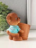 Подставка для мелочей «Медведь с горшком» 9×10×6 см, мультиколор, гипс - фото 65465187