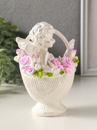 Фигурка гипс «Ангел в корзине», 13×10×8 см, с росписью, белый - фото 65465246