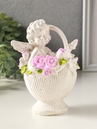 Фигурка гипс «Ангел в корзине», 13×10×8 см, с росписью, белый - фото 65465247