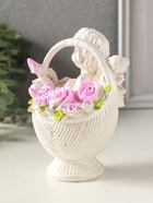 Фигурка гипс «Ангел в корзине», 13×10×8 см, с росписью, белый - фото 65465248