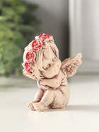 Статуэтка "Ангел в венке" 7 см, состаренный эффект, слоновая кость, - фото 65465251