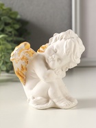 Фигурка гипс «Ангел спит», 10×8×7 см, белый с позолотой - фото 65465254