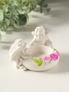 Подсвечник на 1 свечу «Ангелы с цветами» 5×8×7 см, белый с росписью - Фото 2