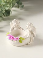 Подсвечник на 1 свечу «Ангелы с цветами» 5×8×7 см, белый с росписью - Фото 4