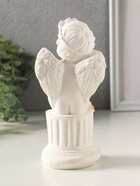 Фигурка гипс «Ангел на тумбе с цветами», 15×7 см, белый с росписью - фото 65465265