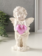Статуэтка "Ангел держит сердечко" 18х9х10 см, перламутр - фото 65465267