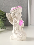Фигурка гипс «Ангел с сердечком на коленях», 18×11×8 см, белый с росписью - Фото 2