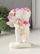 Фигурка гипс «Ангелочки с медведем», 13×7×9 см, белый с росписью - фото 65465280