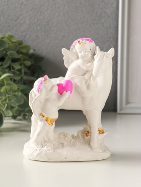 Фигурка гипс «Ангелочки на коне», 13×10×7 см, белый с росписью