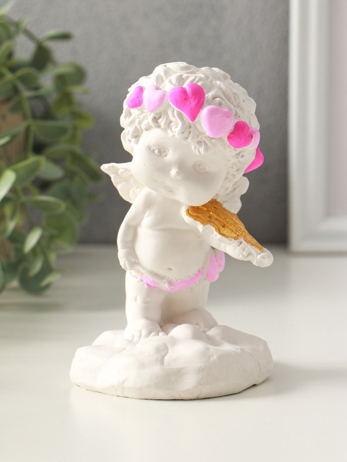 Фигурка гипс «Ангел со скрипкой», 14×9×9 см, белый с росписью