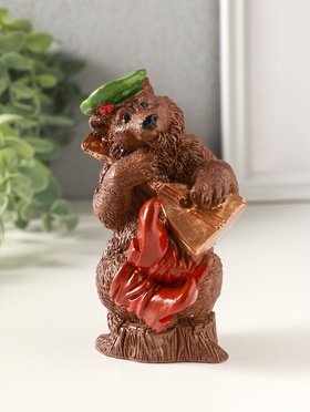 Фигурка гипс «Медведь с балалайкой», 12×7 см, коричневый