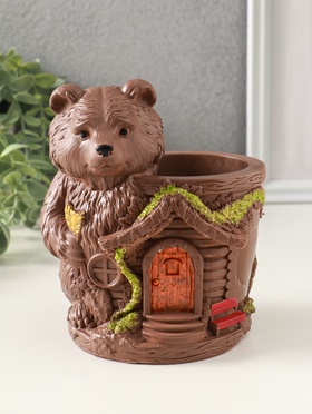 Подставка для мелочей «Мишка теремок» 14×11 см, коричневый