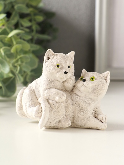 Фигурка гипс «Пара кошечек», 9×7×5 см, серо-коричневый