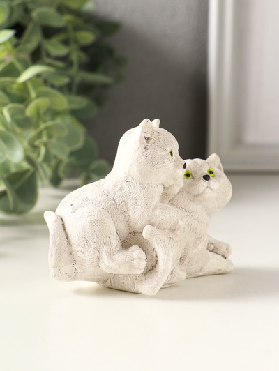 Фигурка гипс «Пара кошечек», 9×7×5 см, серо-коричневый