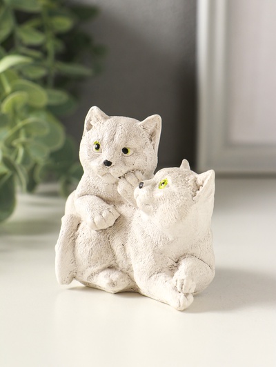 Фигурка гипс «Пара кошечек», 9×7×5 см, серо-коричневый