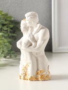 Статуэтка "Влюбленные" 14х6 см, гипс, белый с позолотой 10970247