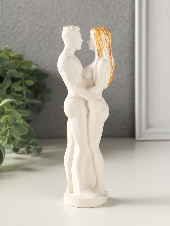 Фигурка гипс «Парочка», 16×5 см, белый с позолотой
