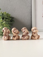 Набор фигурок «Обезьянки», 4 шт., 6 см, слоновая кость - Фото 2