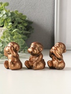 Набор фигурок гипс «Обезьянки ничего не вижу не слышу не скажу», 4 шт., 6 см, под бронзу - фото 65465383