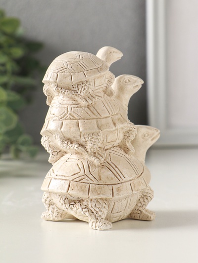 Фигурка гипс «Три черепахи», 10×8×5 см, слоновая кость