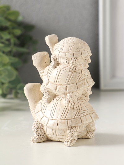 Фигурка гипс «Три черепахи», 10×8×5 см, слоновая кость