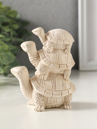 Фигурка гипс «Три черепахи», 10×8×5 см, слоновая кость