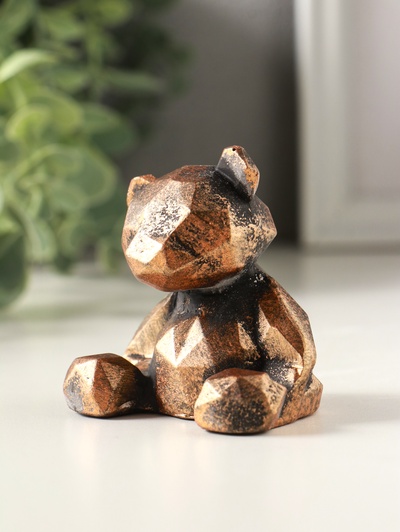 Фигурка гипс «Мишка геометрический», 6×6×5 см, винтажная бронза