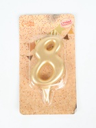 УЦЕНКА Свеча для торта цифра "Овал" золотая "8", большая, 5,5 см 10981123