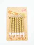 УЦЕНКА Свечи в торт с подставками, золотые, средние, набор 6 шт, 8 см - Фото 4