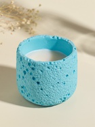 Свеча в подсвечнике вулканическом «Лава», голубая, 8.5×8.5×7.5 см 10914026