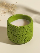 Свеча в подсвечнике вулканическом «Лава», зелёная, 8.5×8.5×7.5 см 10914027