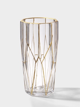 Ваза «Ронья» 23×11.5 см, стекло, прозрачно-золотая