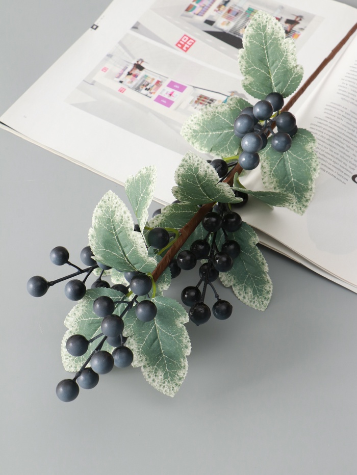 Цветы искусственные «Ветка ягодная», h=57 см, синие