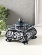 Шкатулка для украшений «Виктория» 11×12 см, гипс, состаренное серебро 10970262