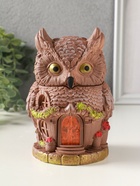 Шкатулка "Сова Теремок" 15х10 см, гипс, коричневый с росписью 10970264