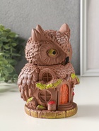 Шкатулка "Сова Теремок" 15х10 см, гипс, коричневый с росписью 10970264
