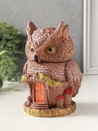 Шкатулка для украшений с крышкой «Сова Теремок», 15×10 см, гипс, коричневый с росписью - Фото 4