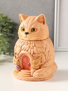 Шкатулка "Кот Теремок" 15х10 см, гипс, рыжий 10970268
